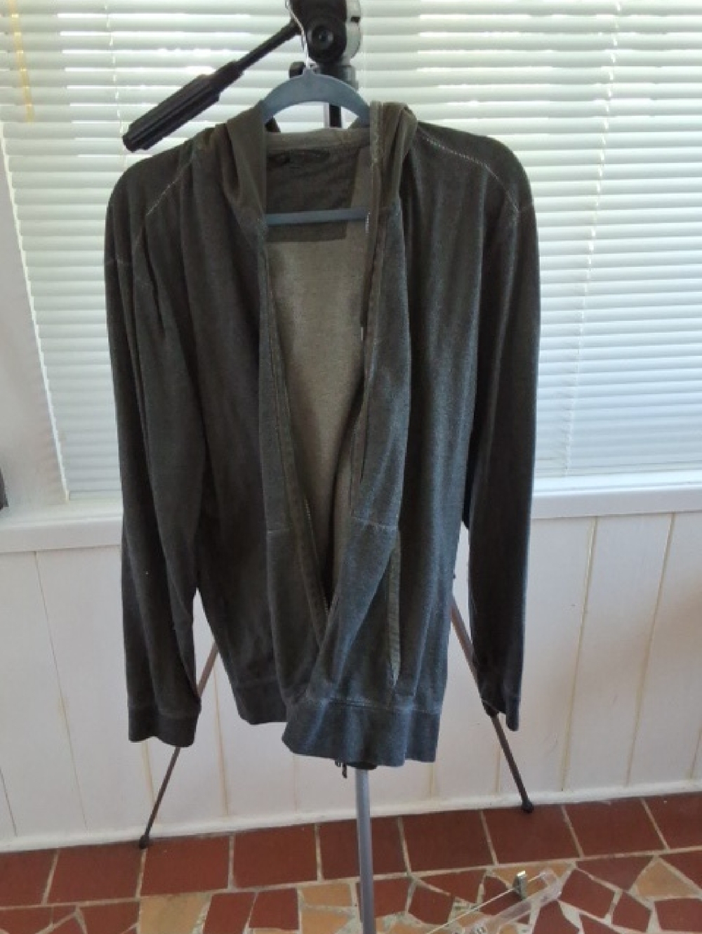 John Varvatos Charcoal Knit Hooded Pullover